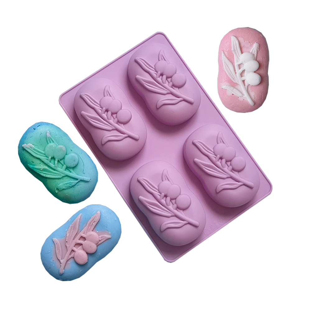 Soap Making Home - 4-holtes ovale olijfboom siliconen zeep mal