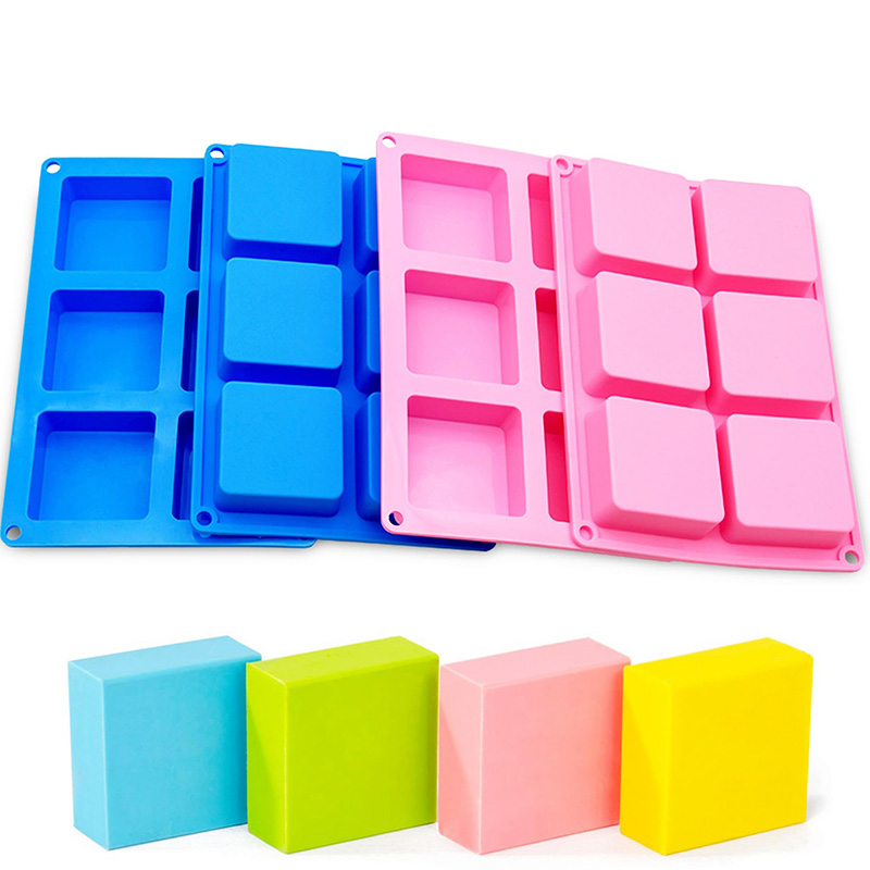 Soap Making Name - Vierkante Zeepvormen 6-holte Antiaanbaklaag Siliconen Pan,