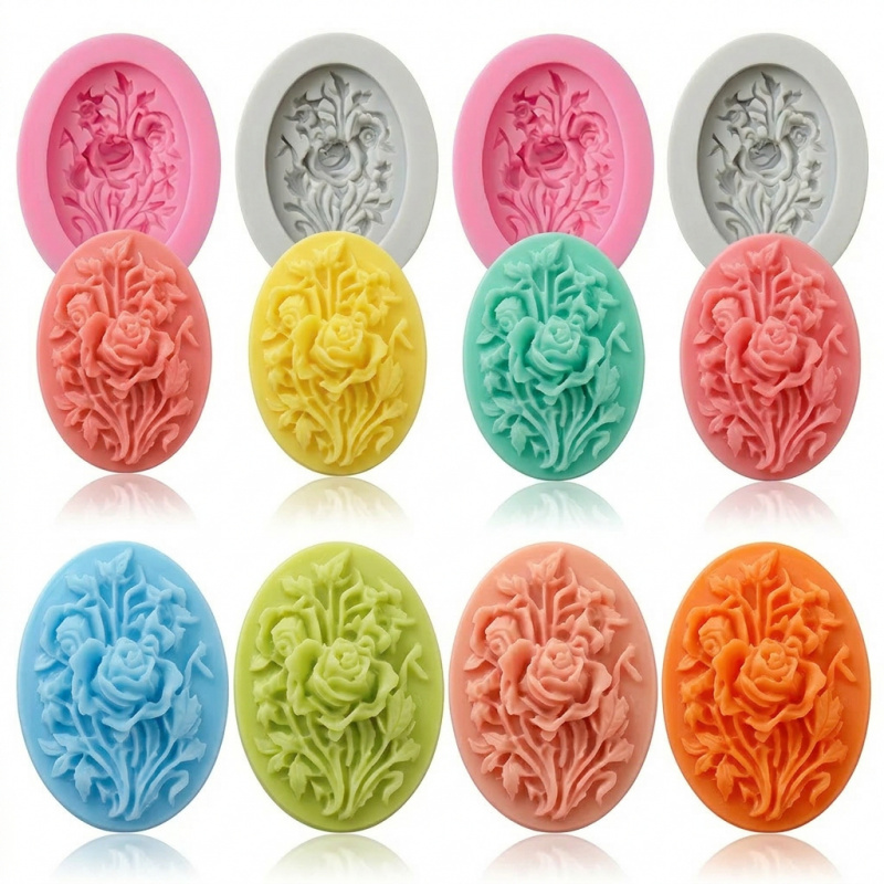 Soap Making Name - 4 siliconenvormen met bloemvorm, gemakkelijk te