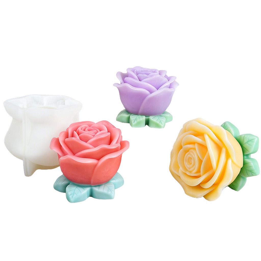 Soap Making With Soap Base - 3D Rozenkaarsvorm met bladerenbasis, siliconen mal